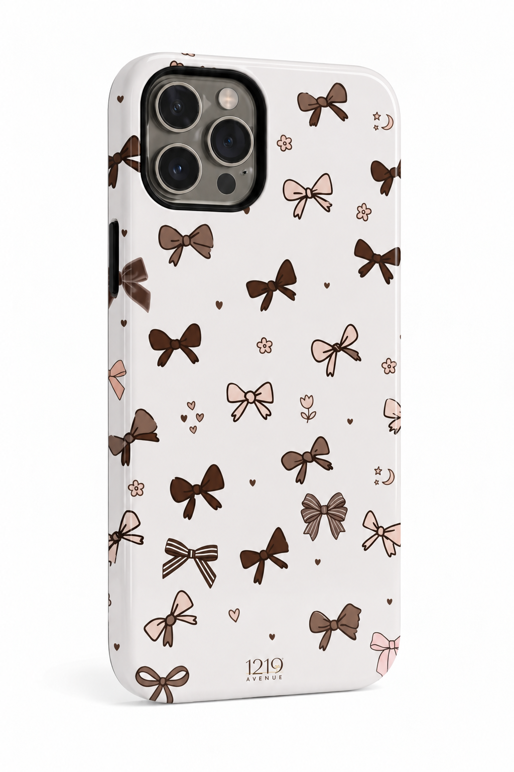 Cloud Skin Case for iPhone 14 to 17 Series| Cute Cocoa Bows Print | Premium 3D Hard Shell Cover 1219 Avenue
