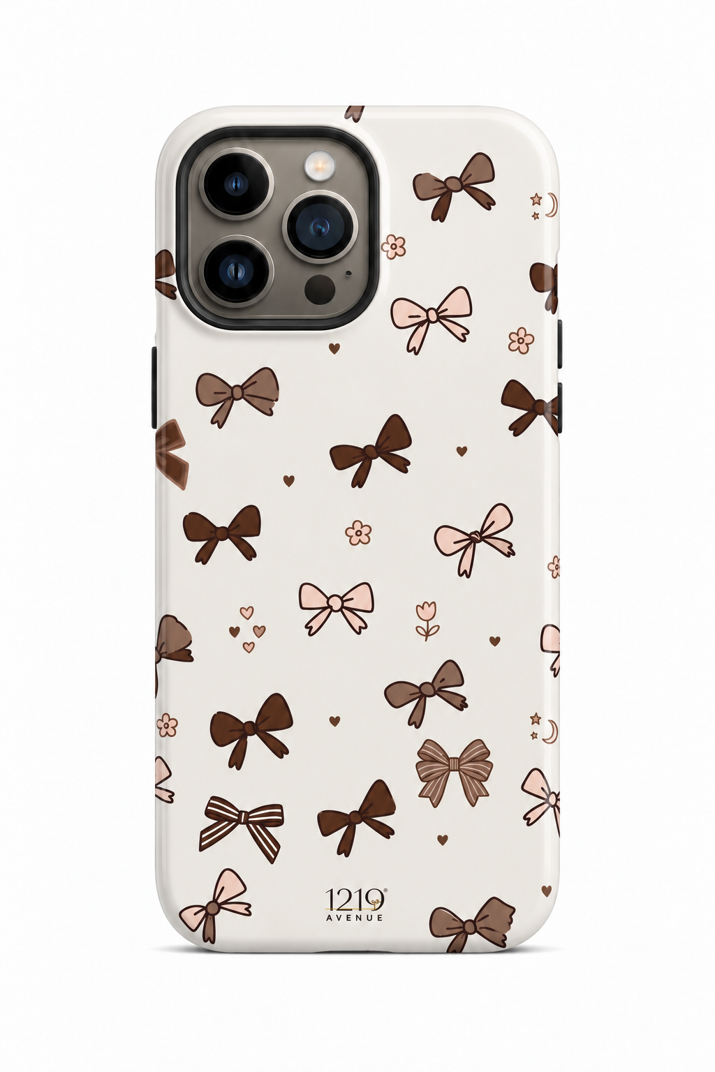 Cloud Skin Case for iPhone 14 to 17 Series| Cute Cocoa Bows Print | Premium 3D Hard Shell Cover 1219 Avenue