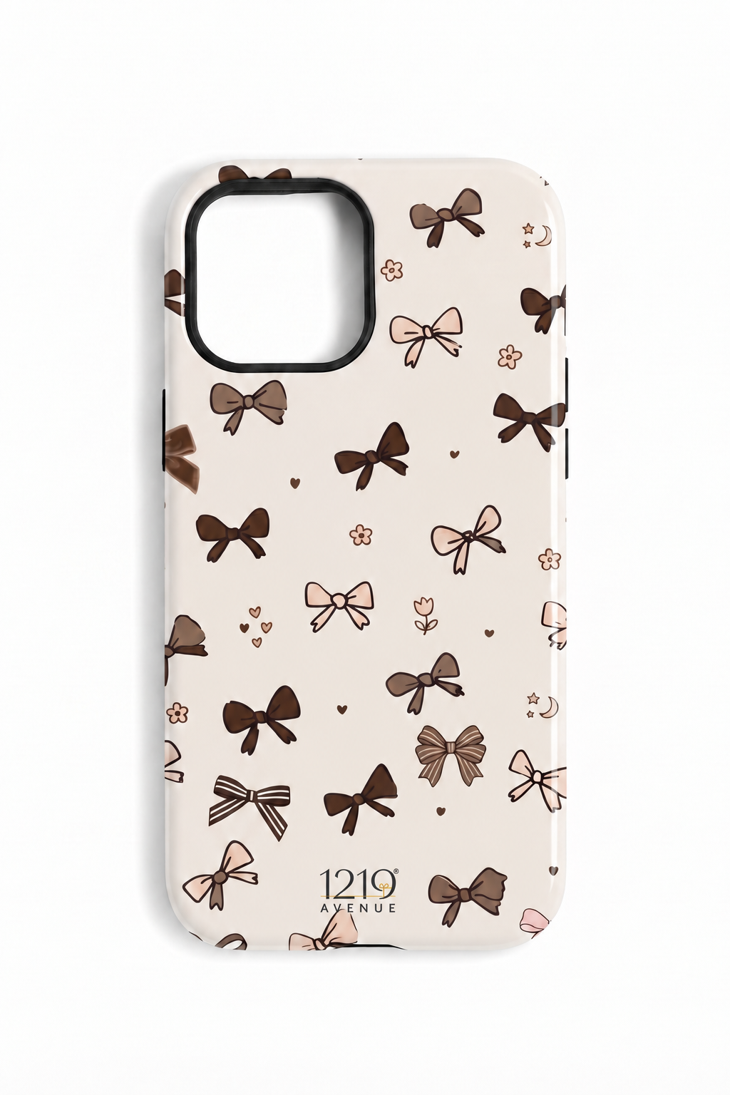 Cloud Skin Case for iPhone 14 to 17 Series| Cute Cocoa Bows Print | Premium 3D Hard Shell Cover 1219 Avenue