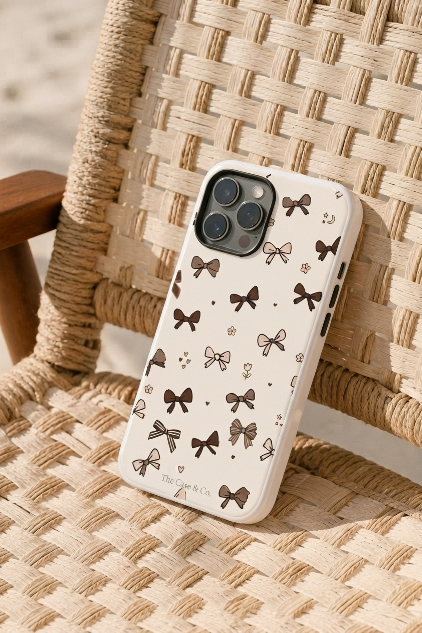 Cloud Skin Case for iPhone 14 to 17 Series| Cute Cocoa Bows Print | Premium 3D Hard Shell Cover 1219 Avenue