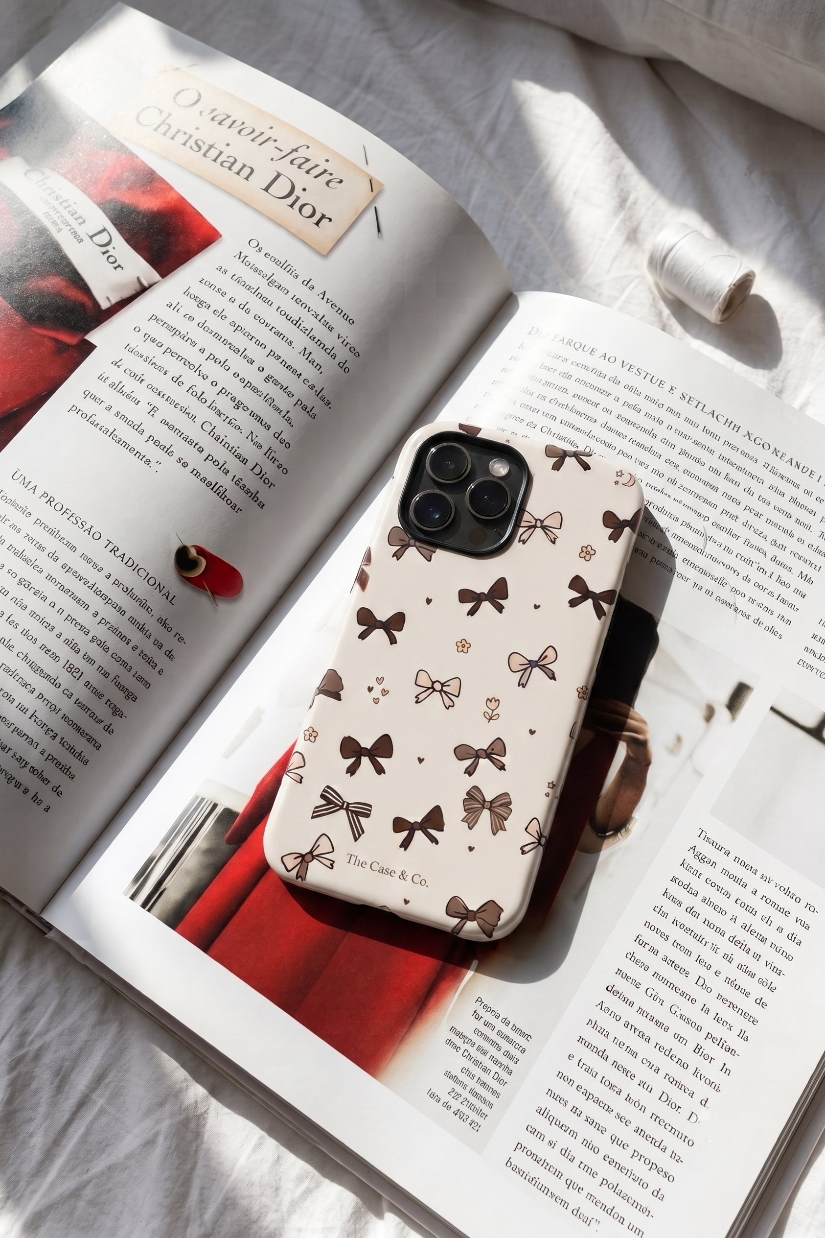 Cloud Skin Case for iPhone 14 to 17 Series| Cute Cocoa Bows Print | Premium 3D Hard Shell Cover 1219 Avenue