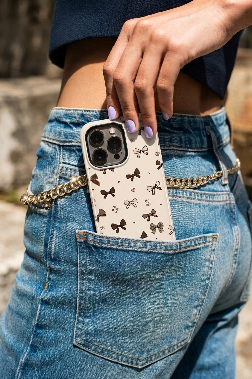 Cloud Skin Case for iPhone 14 to 17 Series| Cute Cocoa Bows Print | Premium 3D Hard Shell Cover 1219 Avenue