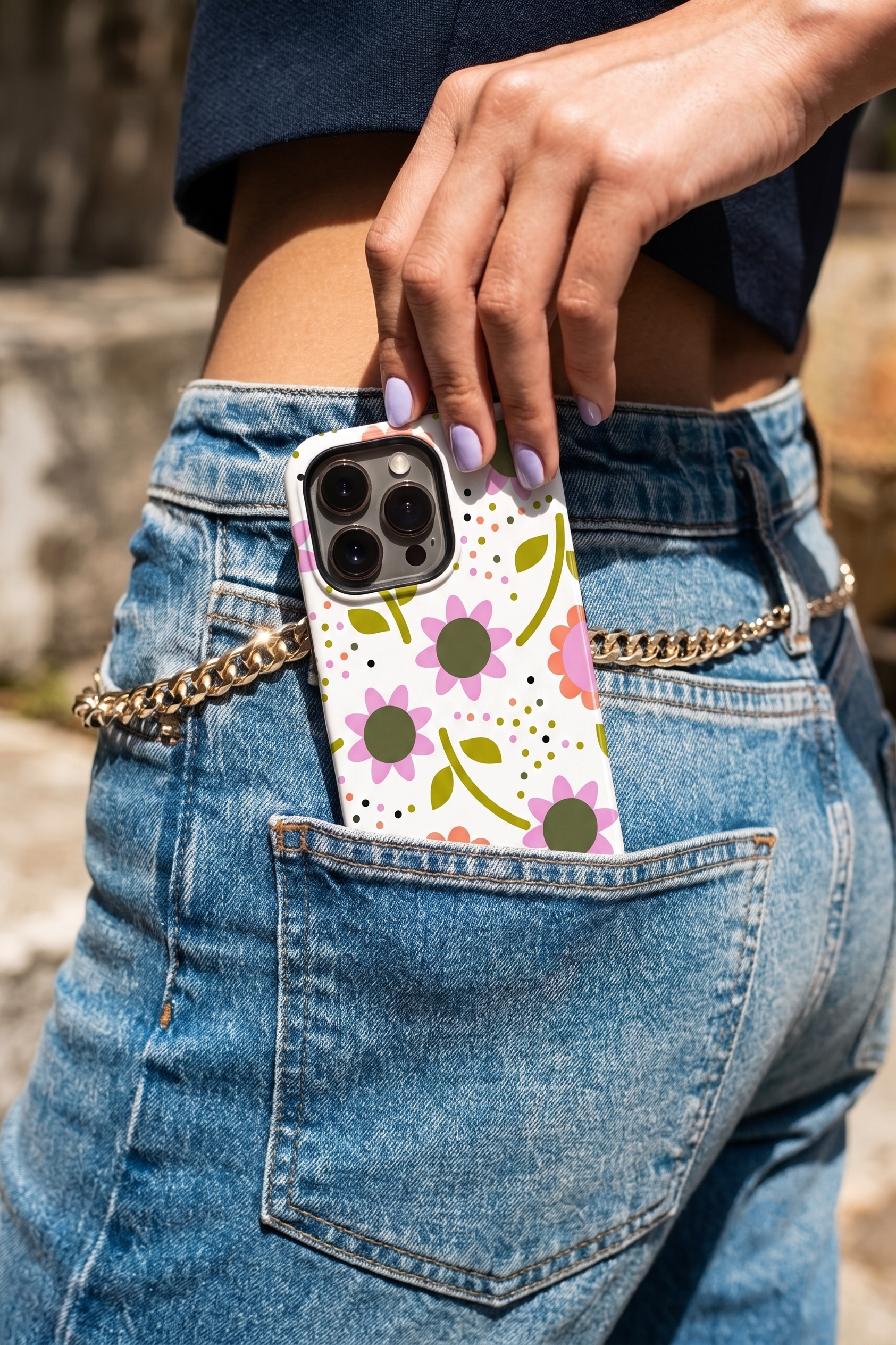 Cloud Skin Case for iPhone 14 to 17 Series| Daisy Doodle Print | Premium 3D Hard Shell Cover 1219 Avenue