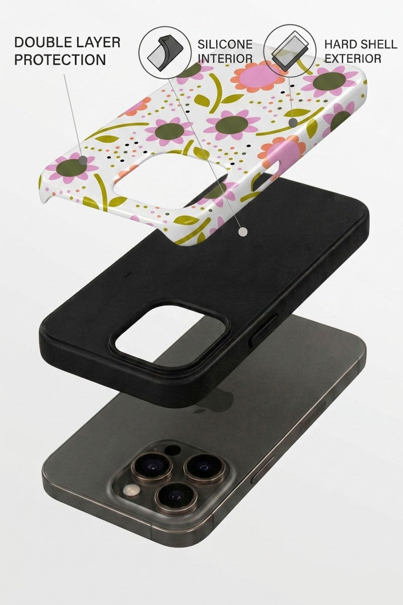 Cloud Skin Case for iPhone 14 to 17 Series| Daisy Doodle Print | Premium 3D Hard Shell Cover 1219 Avenue