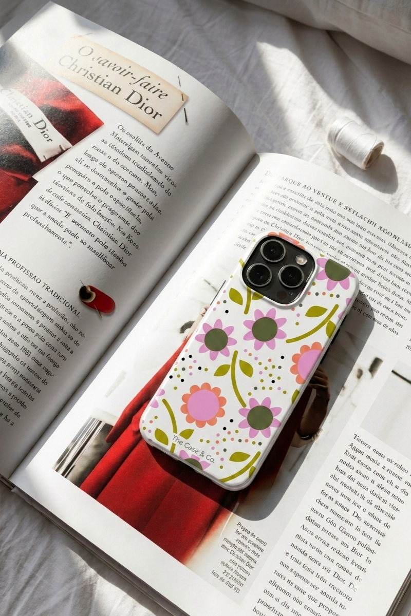 Cloud Skin Case for iPhone 14 to 17 Series| Daisy Doodle Print | Premium 3D Hard Shell Cover 1219 Avenue