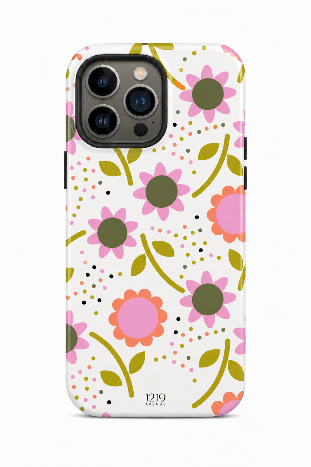 Cloud Skin Case for iPhone 14 to 17 Series| Daisy Doodle Print | Premium 3D Hard Shell Cover 1219 Avenue