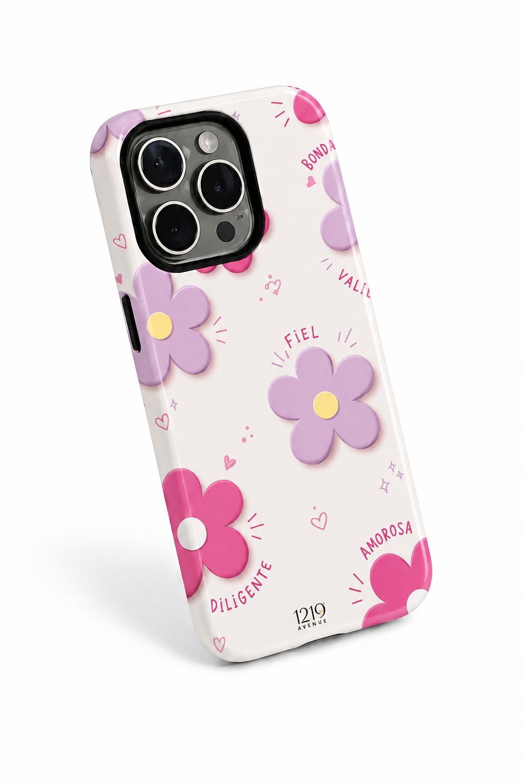 Cloud Skin Case for iPhone 14 to 17 Series| Flores Con Amor Print | Premium 3D Hard Shell Cover 1219 Avenue