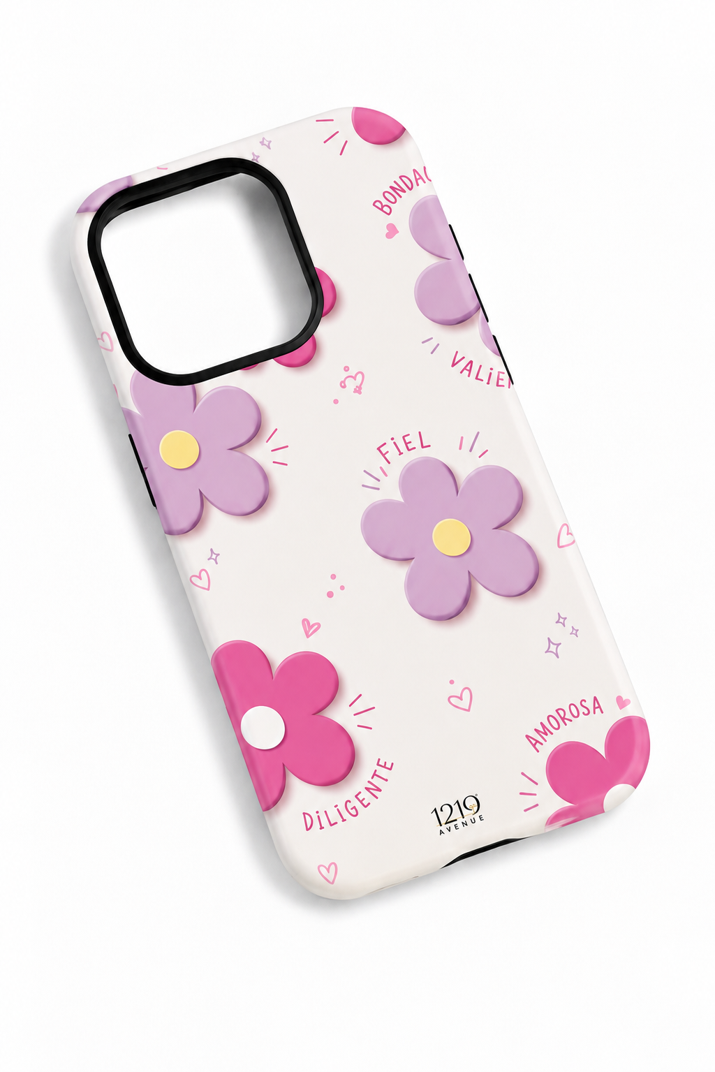 Cloud Skin Case for iPhone 14 to 17 Series| Flores Con Amor Print | Premium 3D Hard Shell Cover 1219 Avenue