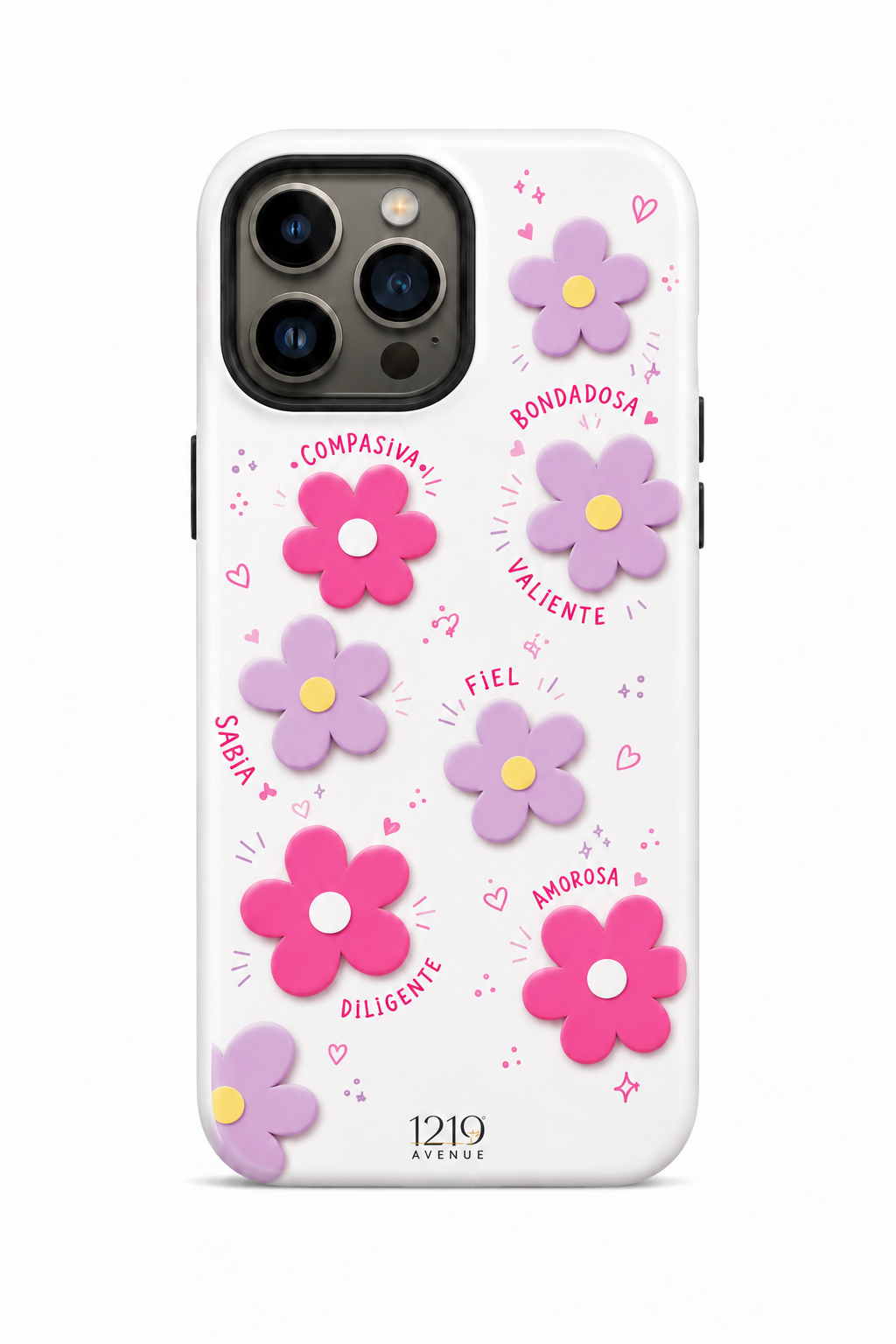 Cloud Skin Case for iPhone 14 to 17 Series| Flores Con Amor Print | Premium 3D Hard Shell Cover 1219 Avenue