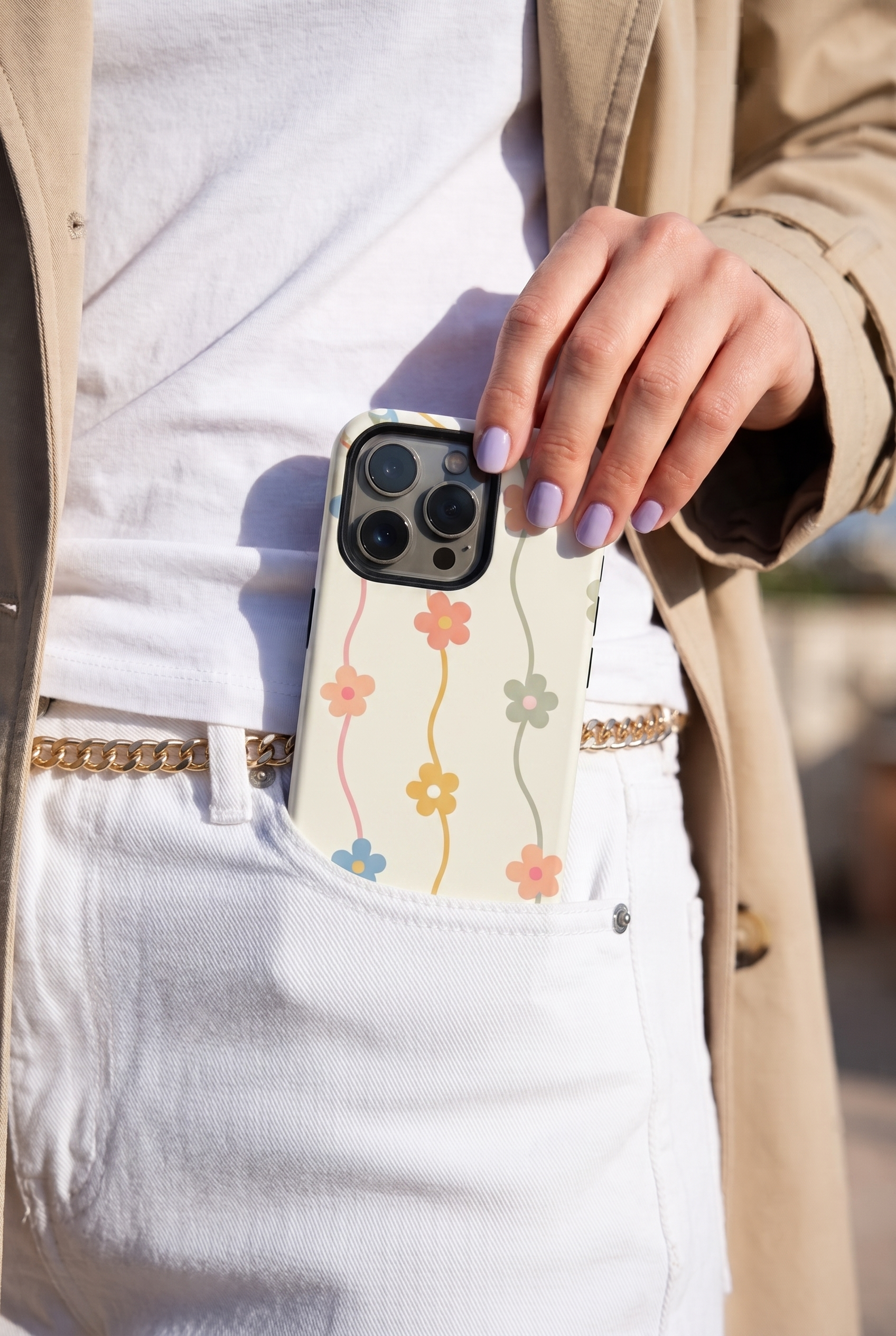Cloud Skin Case for iPhone 14 to 17 Series| Flower Strings Print | Premium 3D Hard Shell Cover 1219 Avenue