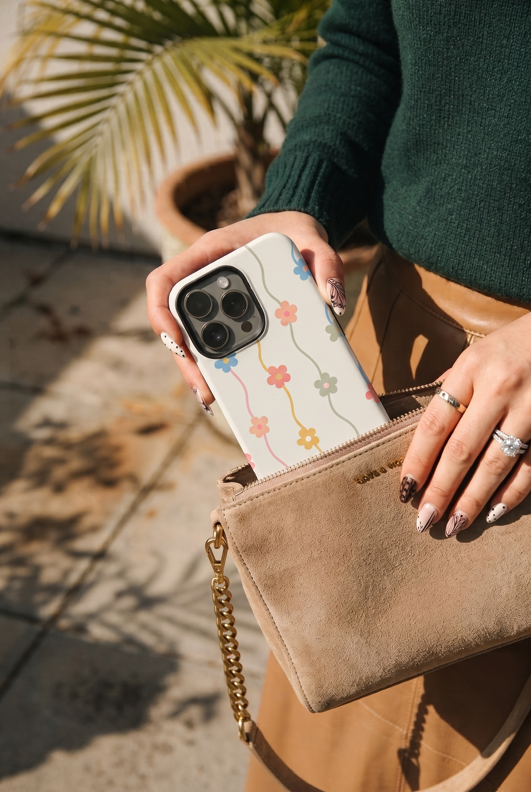 Cloud Skin Case for iPhone 14 to 17 Series| Flower Strings Print | Premium 3D Hard Shell Cover 1219 Avenue