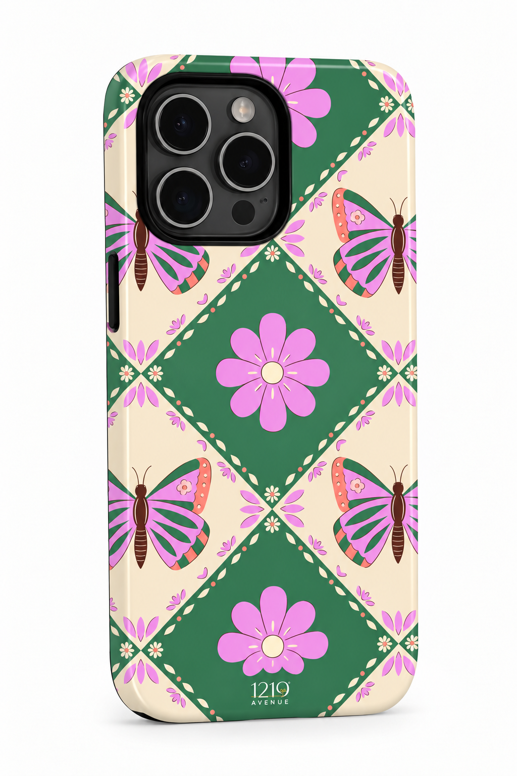 Cloud Skin Case for iPhone 14 to 17 Series| Garden of Wings Print | Premium 3D Hard Shell Cover 1219 Avenue