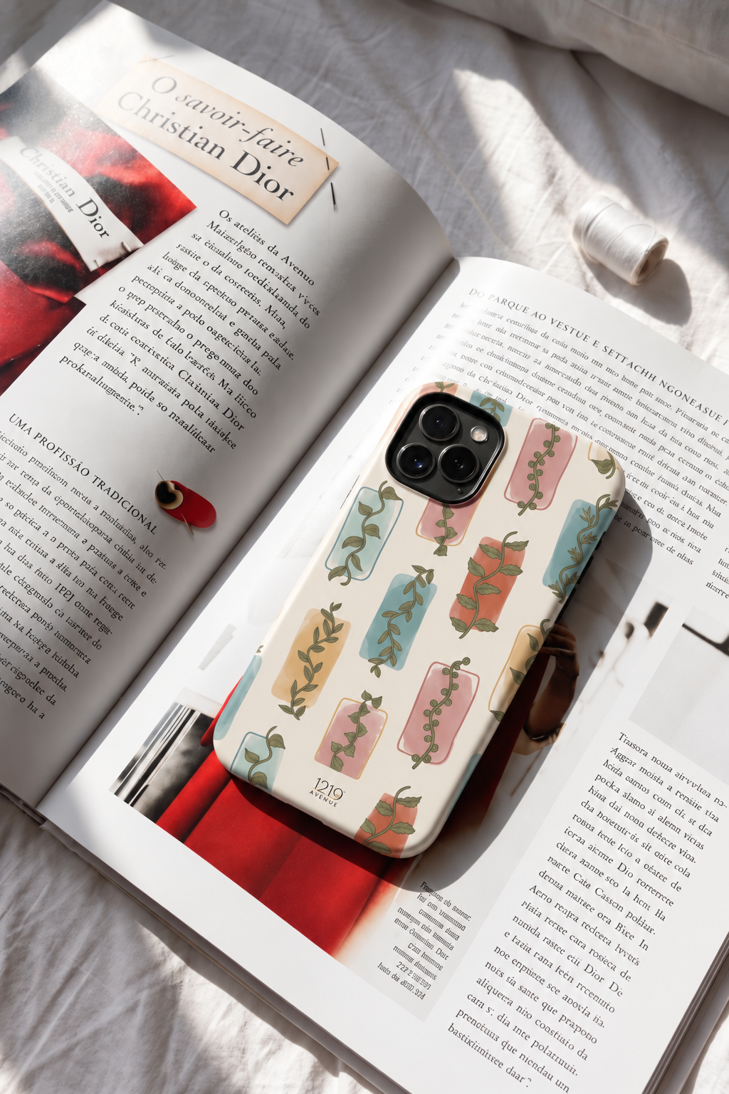 Cloud Skin Case for iPhone 14 to 17 Series|  Leaf & Light Print | Premium 3D Hard Shell Cover 1219 Avenue