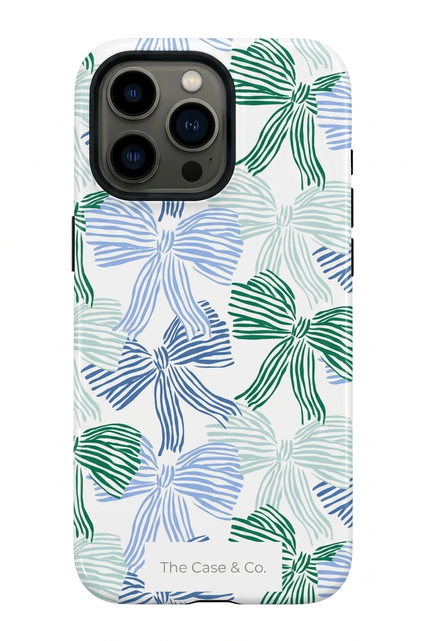 Cloud Skin Case for iPhone 14 to 17 Series|  Misty Ribbon Print | Premium 3D Hard Shell Cover 1219 Avenue