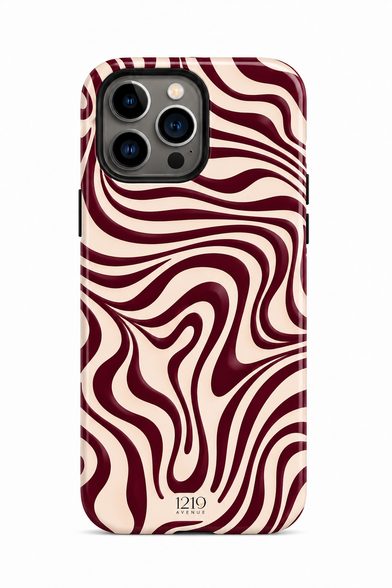 Cloud Skin Case for iPhone 14 to 17 Series|  Mocha Swirl Print | Premium 3D Hard Shell Cover 1219 Avenue