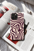 Cloud Skin Case for iPhone 14 to 17 Series|  Mocha Swirl Print | Premium 3D Hard Shell Cover 1219 Avenue