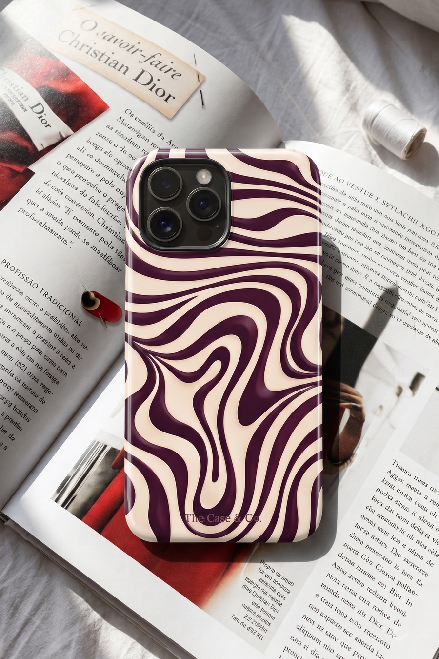 Cloud Skin Case for iPhone 14 to 17 Series|  Mocha Swirl Print | Premium 3D Hard Shell Cover 1219 Avenue