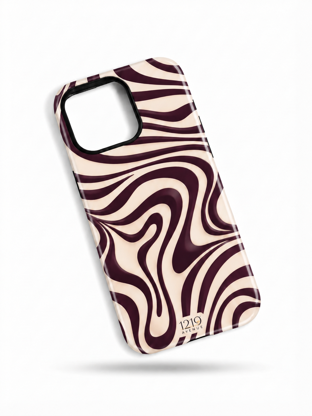 Cloud Skin Case for iPhone 14 to 17 Series|  Mocha Swirl Print | Premium 3D Hard Shell Cover 1219 Avenue