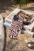 Cloud Skin Case for iPhone 14 to 17 Series|  Mocha Swirl Print | Premium 3D Hard Shell Cover 1219 Avenue