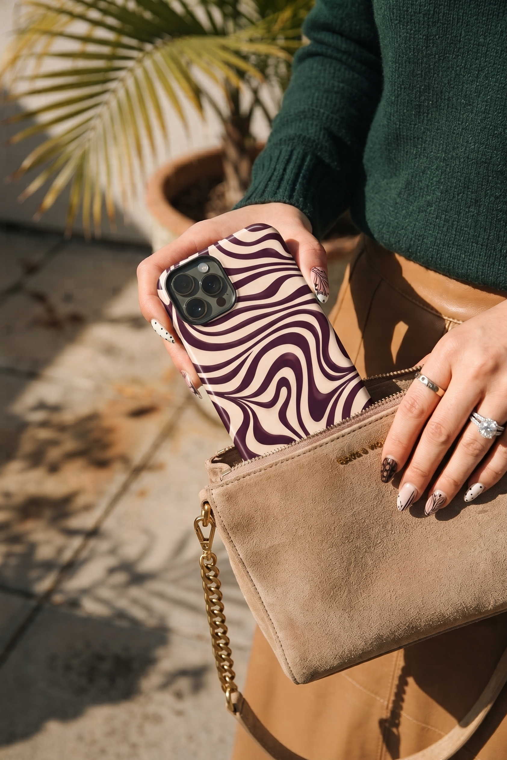 Cloud Skin Case for iPhone 14 to 17 Series|  Mocha Swirl Print | Premium 3D Hard Shell Cover 1219 Avenue