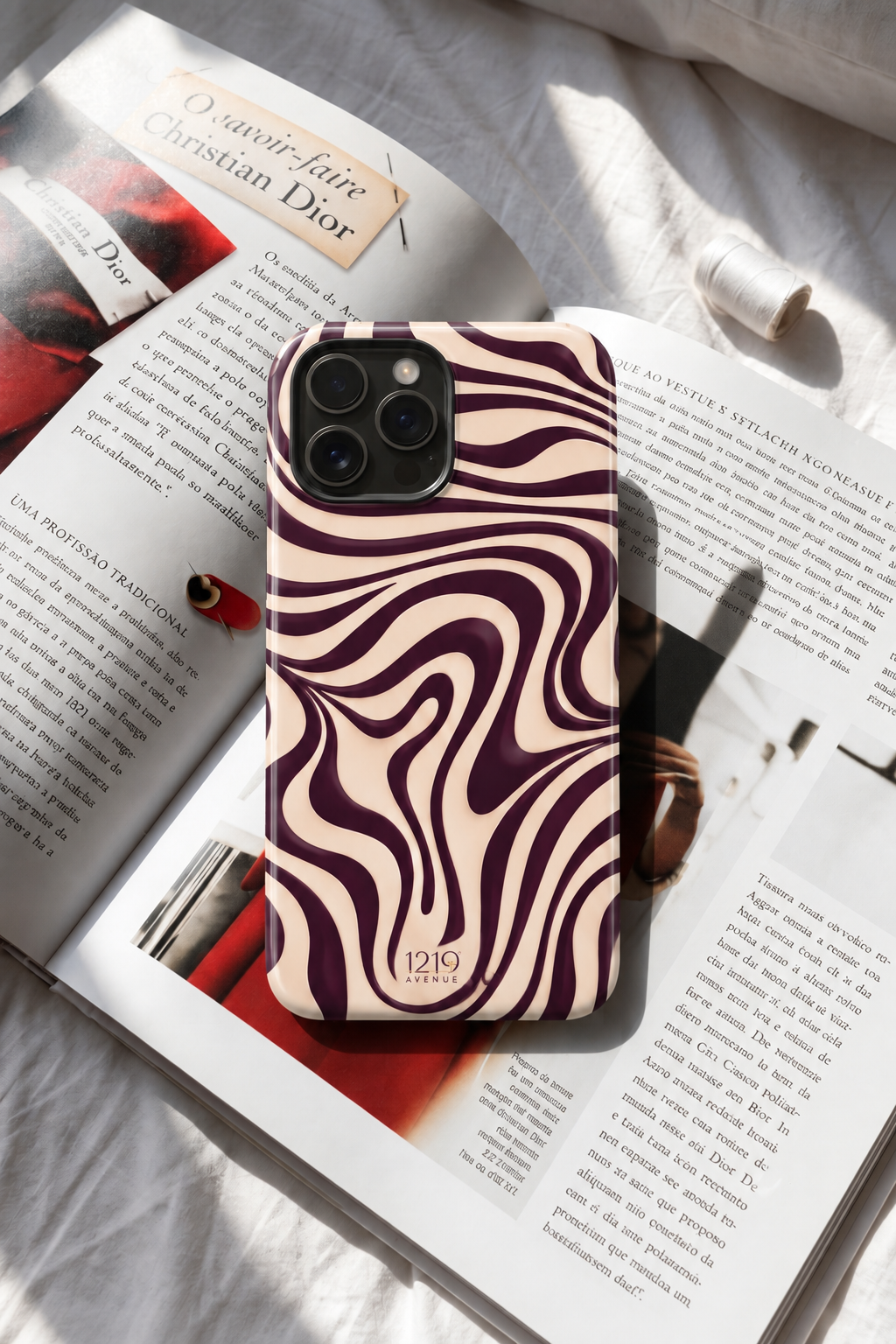 Cloud Skin Case for iPhone 14 to 17 Series|  Mocha Swirl Print | Premium 3D Hard Shell Cover 1219 Avenue