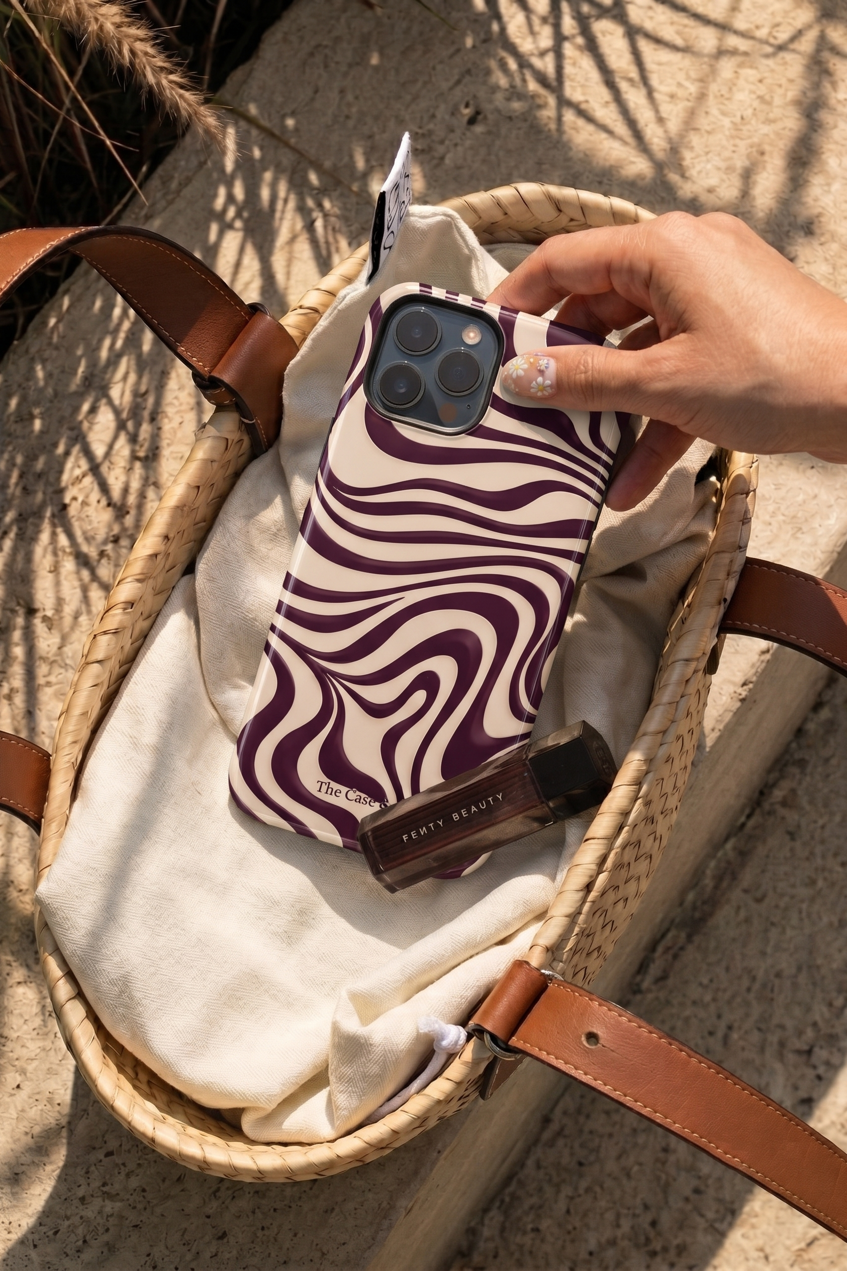 Cloud Skin Case for iPhone 14 to 17 Series|  Mocha Swirl Print | Premium 3D Hard Shell Cover 1219 Avenue