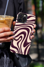 Cloud Skin Case for iPhone 14 to 17 Series|  Mocha Swirl Print | Premium 3D Hard Shell Cover 1219 Avenue