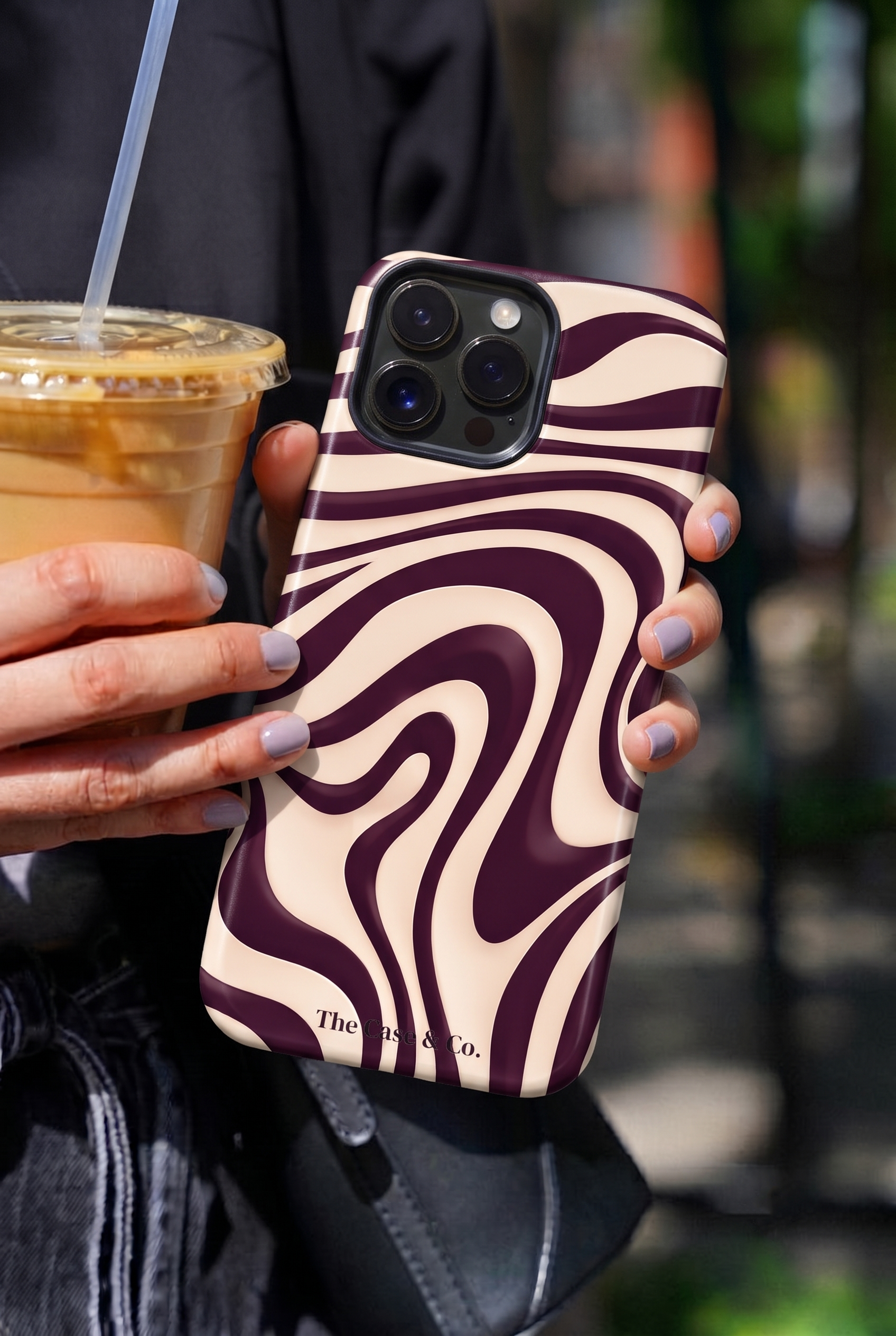 Cloud Skin Case for iPhone 14 to 17 Series|  Mocha Swirl Print | Premium 3D Hard Shell Cover 1219 Avenue