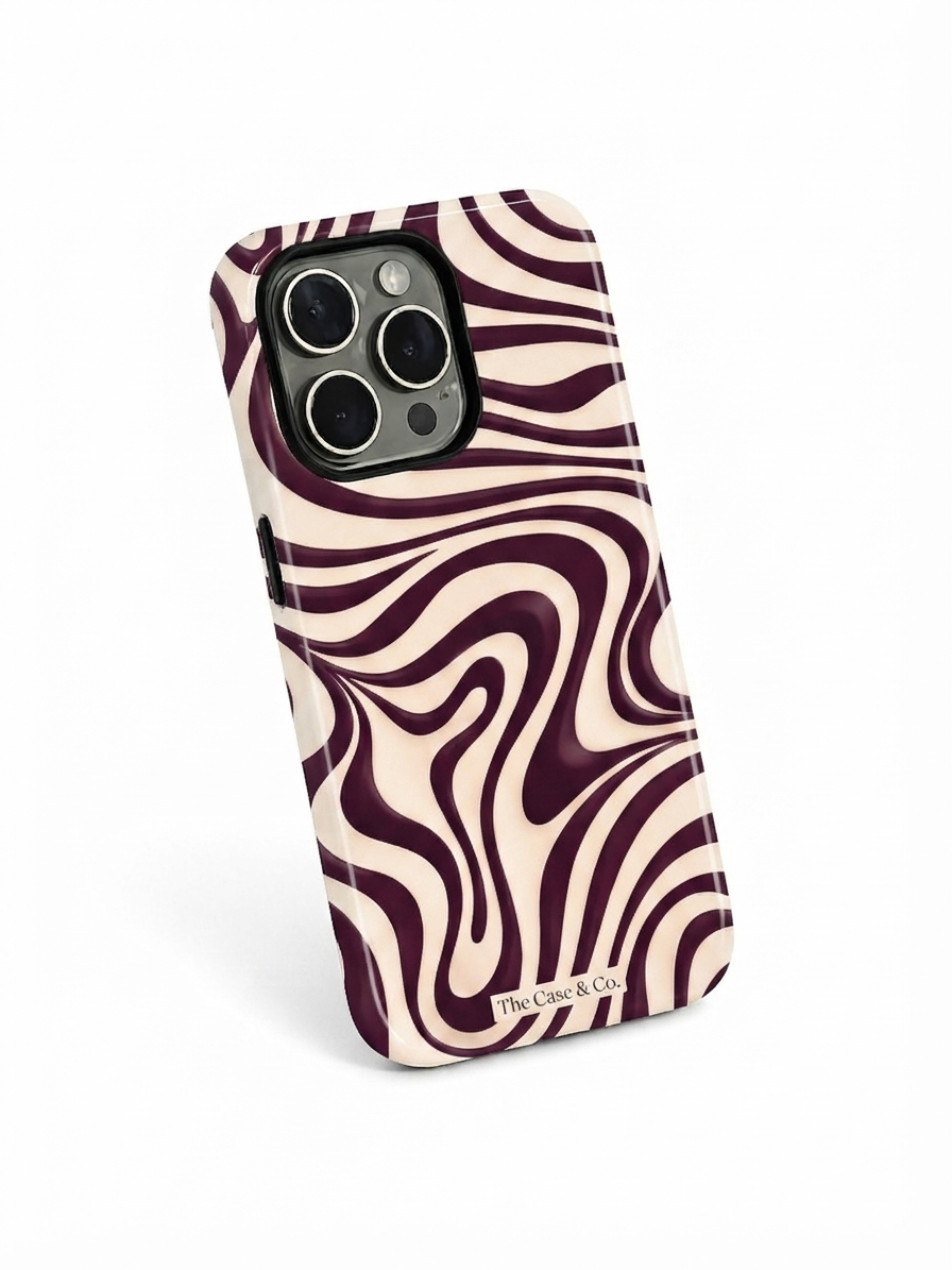 Cloud Skin Case for iPhone 14 to 17 Series|  Mocha Swirl Print | Premium 3D Hard Shell Cover 1219 Avenue