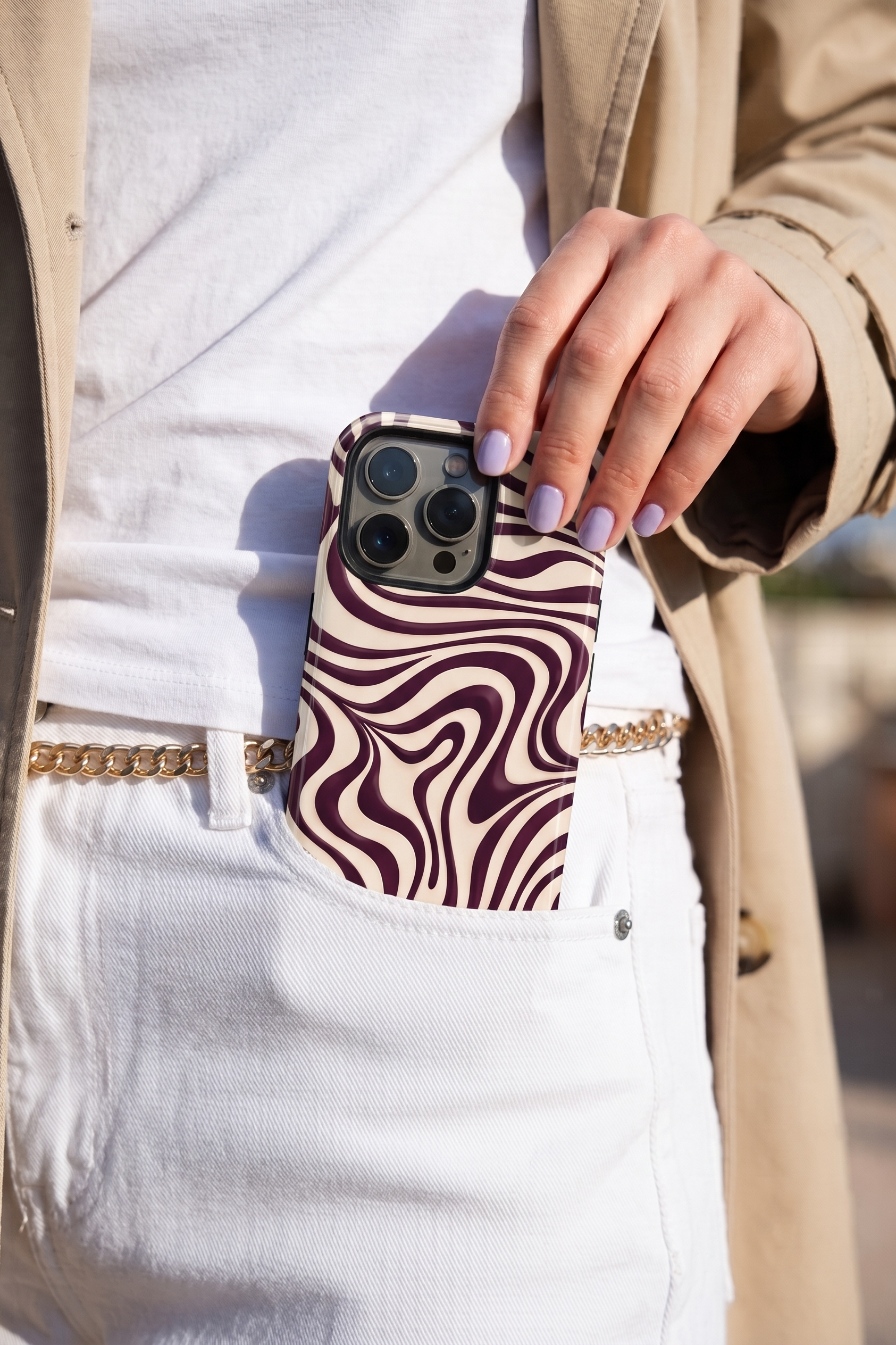 Cloud Skin Case for iPhone 14 to 17 Series|  Mocha Swirl Print | Premium 3D Hard Shell Cover 1219 Avenue