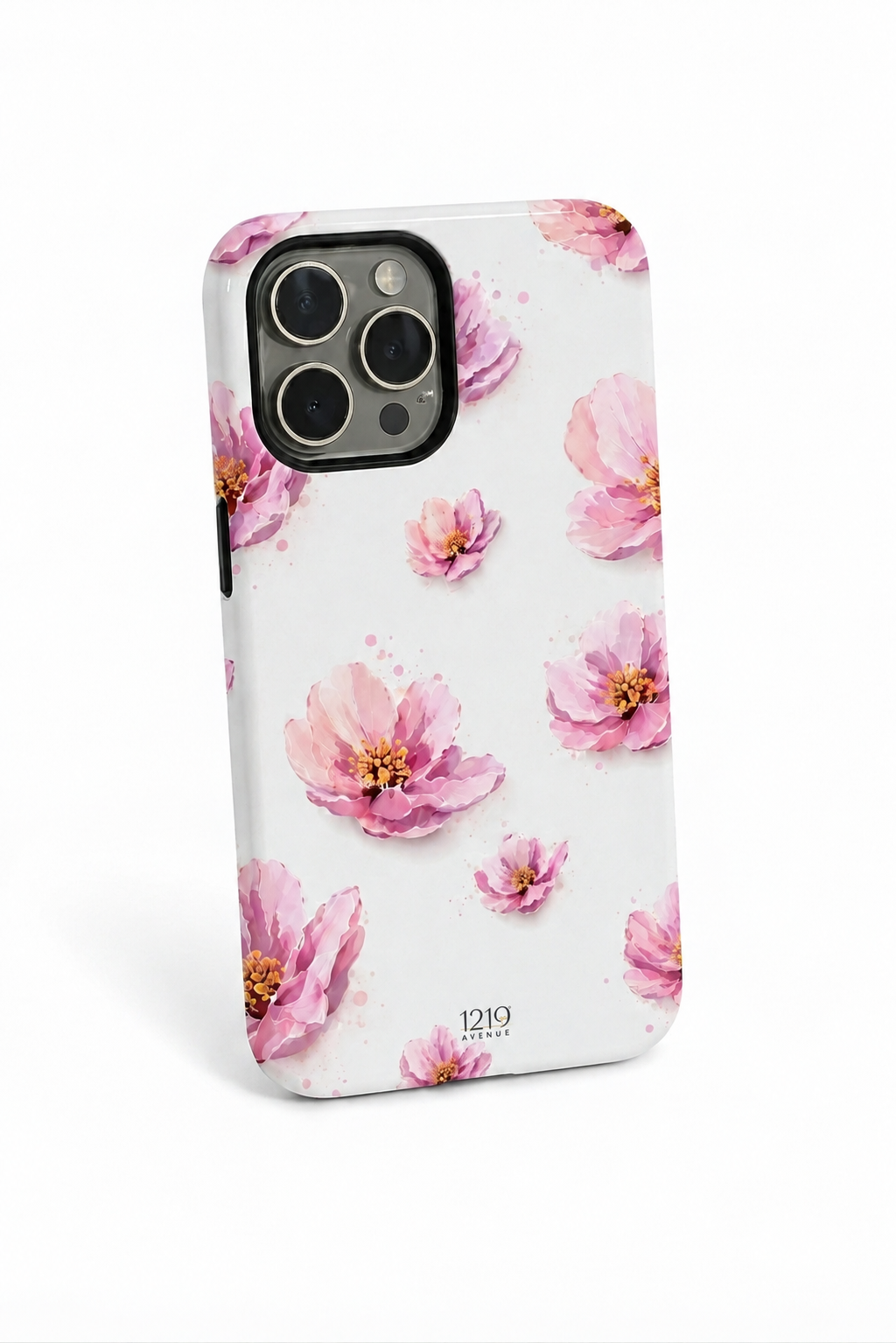 Cloud Skin Case for iPhone 14 to 17 Series| Peony Paradise Print | Premium 3D Hard Shell Cover 1219 Avenue
