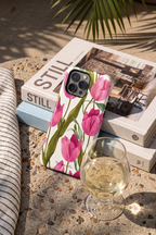 Cloud Skin Case for iPhone 14 to 17 Series| Pink Meadow Print | Premium 3D Hard Shell Cover 1219 Avenue