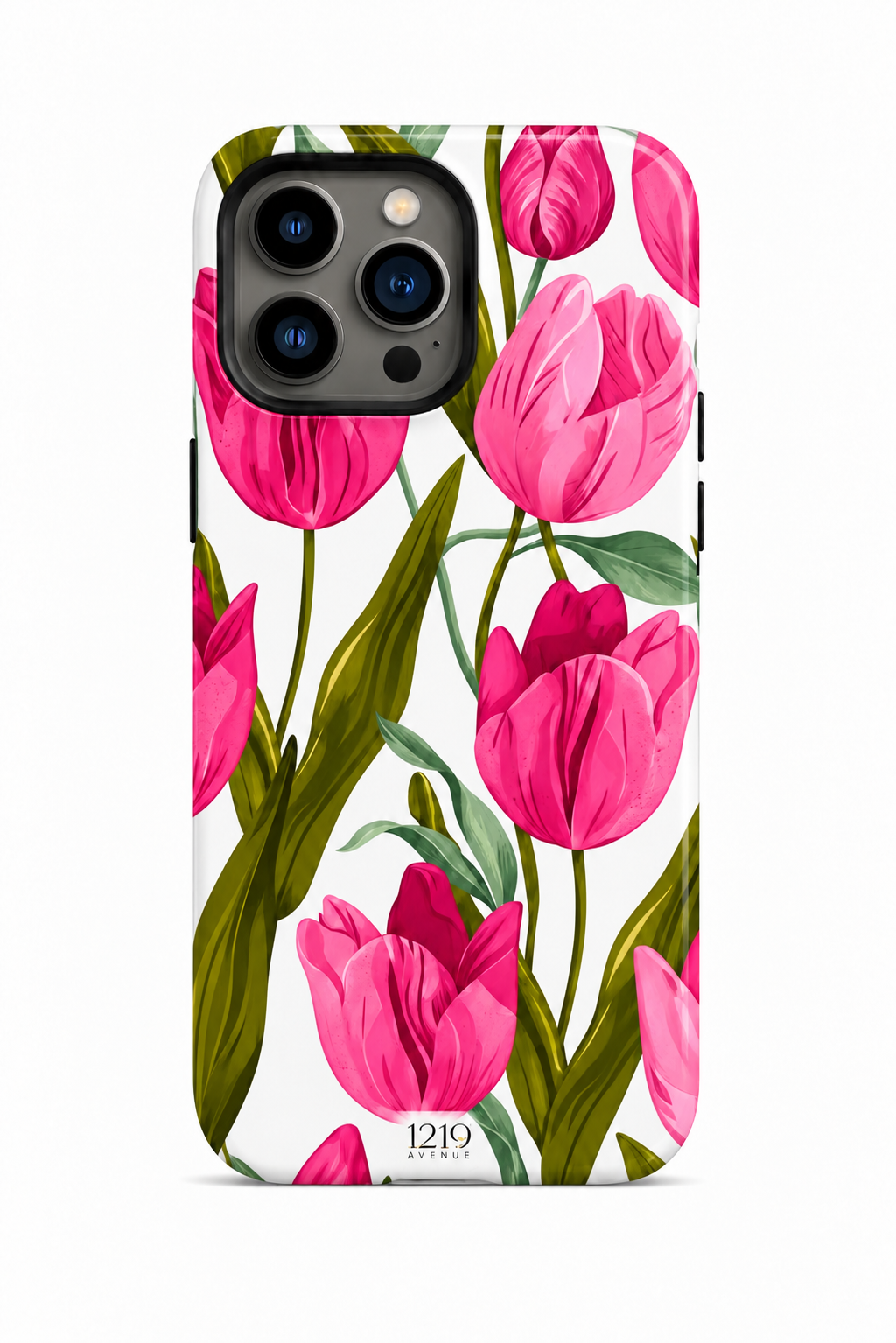 Cloud Skin Case for iPhone 14 to 17 Series| Pink Meadow Print | Premium 3D Hard Shell Cover 1219 Avenue