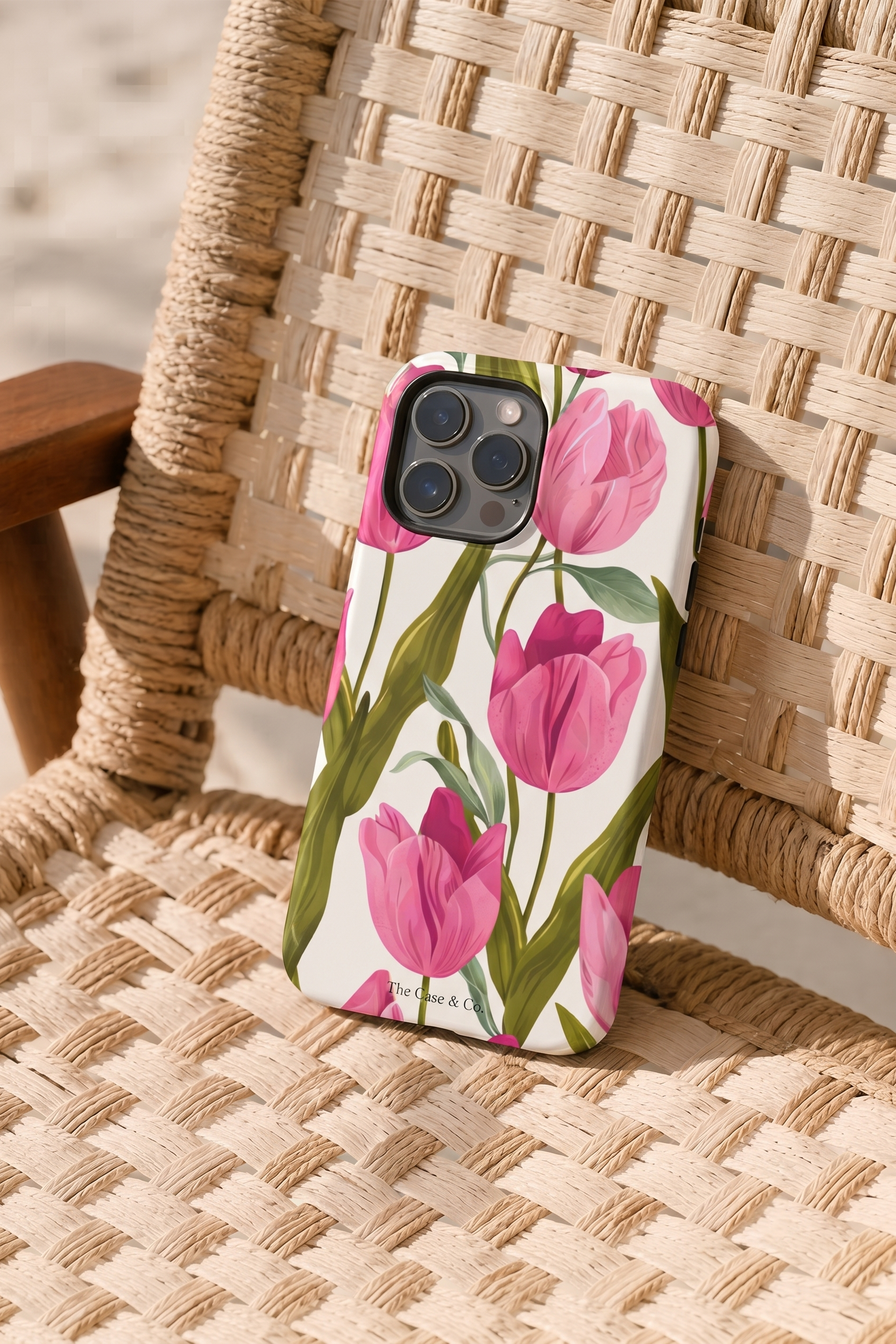 Cloud Skin Case for iPhone 14 to 17 Series| Pink Meadow Print | Premium 3D Hard Shell Cover 1219 Avenue