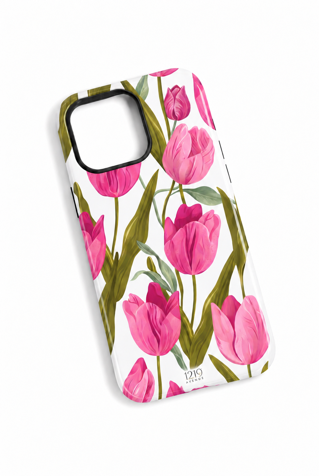 Cloud Skin Case for iPhone 14 to 17 Series| Pink Meadow Print | Premium 3D Hard Shell Cover 1219 Avenue