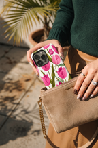 Cloud Skin Case for iPhone 14 to 17 Series| Pink Meadow Print | Premium 3D Hard Shell Cover 1219 Avenue