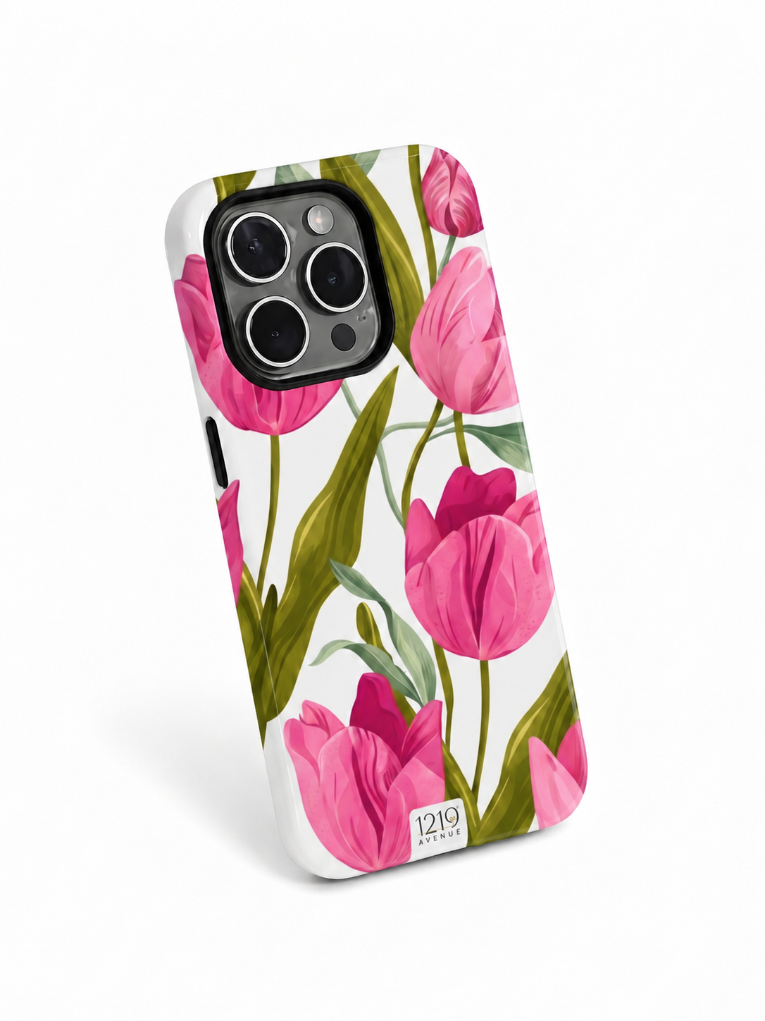 Cloud Skin Case for iPhone 14 to 17 Series| Pink Meadow Print | Premium 3D Hard Shell Cover 1219 Avenue