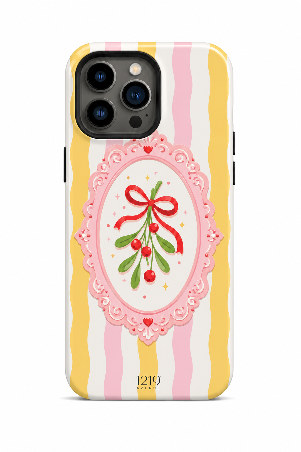 Cloud Skin Case for iPhone 14 to 17 Series| Pink Noel Print | Premium 3D Hard Shell Cover 1219 Avenue