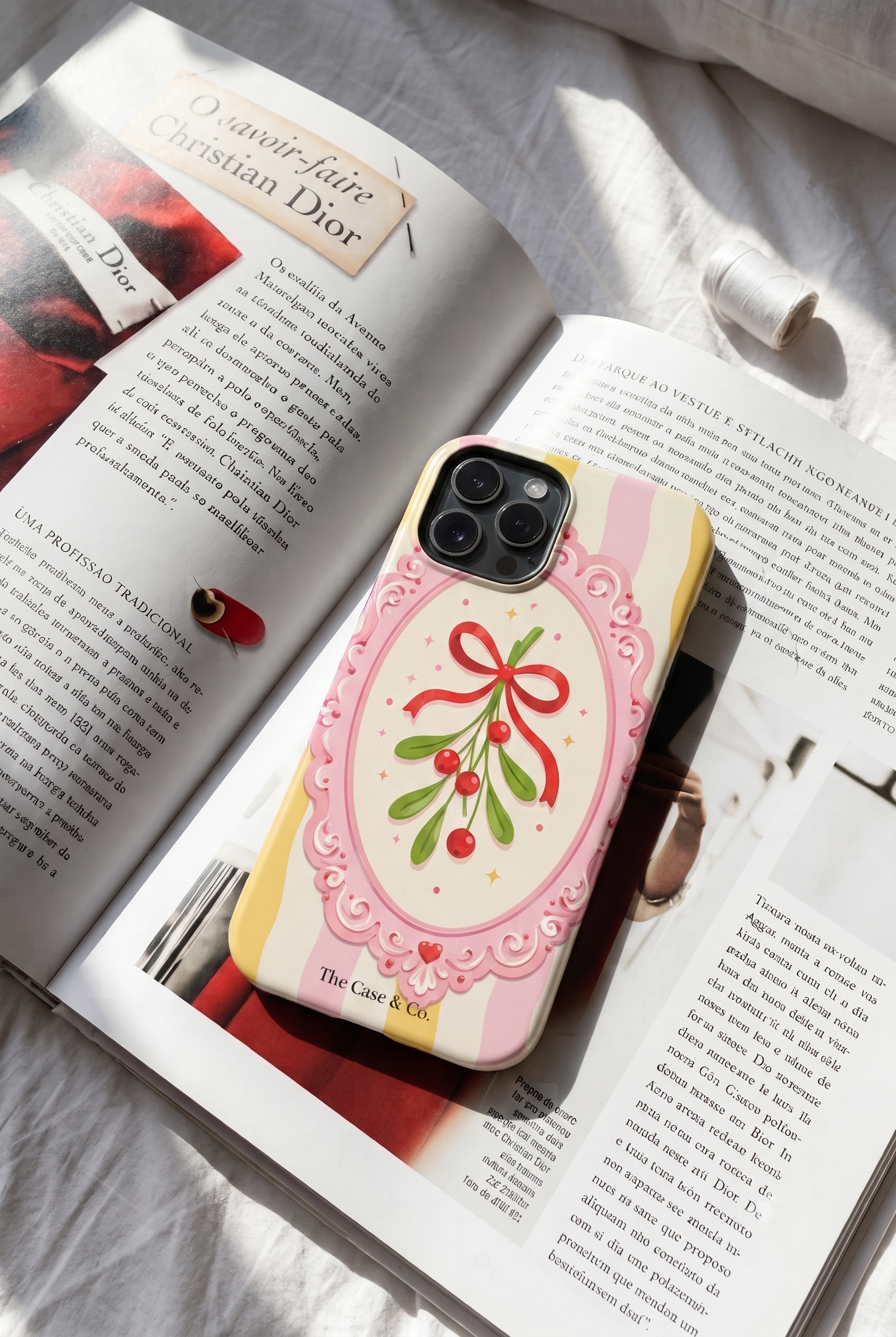 Cloud Skin Case for iPhone 14 to 17 Series| Pink Noel Print | Premium 3D Hard Shell Cover 1219 Avenue