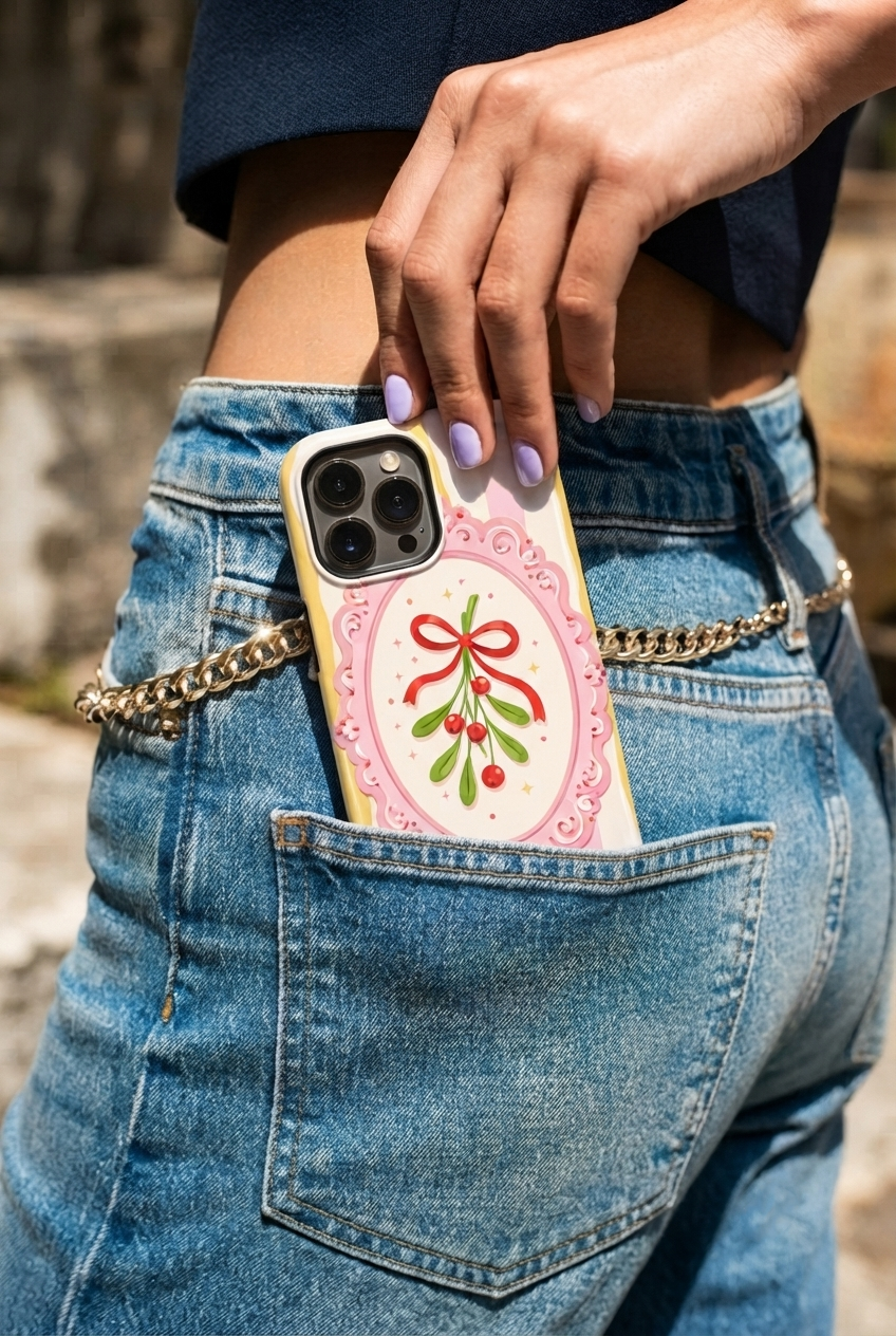 Cloud Skin Case for iPhone 14 to 17 Series| Pink Noel Print | Premium 3D Hard Shell Cover 1219 Avenue