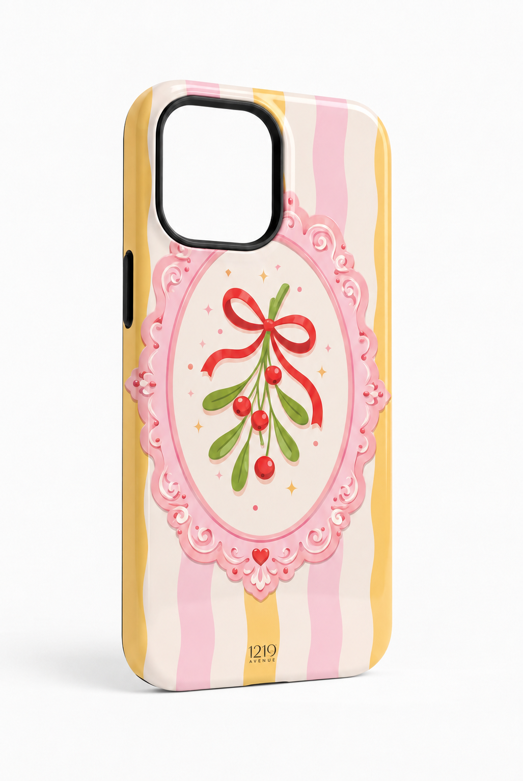 Cloud Skin Case for iPhone 14 to 17 Series| Pink Noel Print | Premium 3D Hard Shell Cover 1219 Avenue