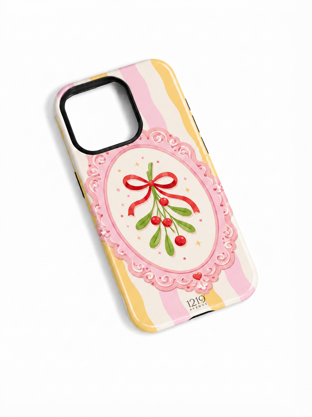 Cloud Skin Case for iPhone 14 to 17 Series| Pink Noel Print | Premium 3D Hard Shell Cover 1219 Avenue