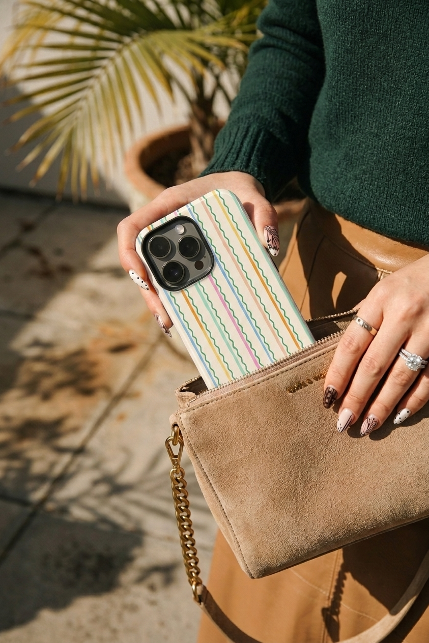 Cloud Skin Case for iPhone 14 to 17 Series| Rainbow Wavelength Print | Premium 3D Hard Shell Cover 1219 Avenue