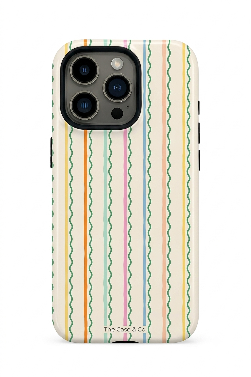 Cloud Skin Case for iPhone 14 to 17 Series| Rainbow Wavelength Print | Premium 3D Hard Shell Cover 1219 Avenue