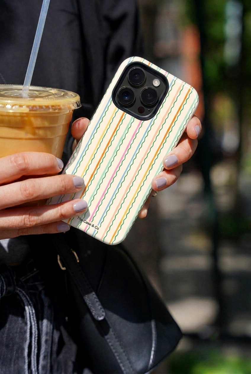 Cloud Skin Case for iPhone 14 to 17 Series| Rainbow Wavelength Print | Premium 3D Hard Shell Cover 1219 Avenue