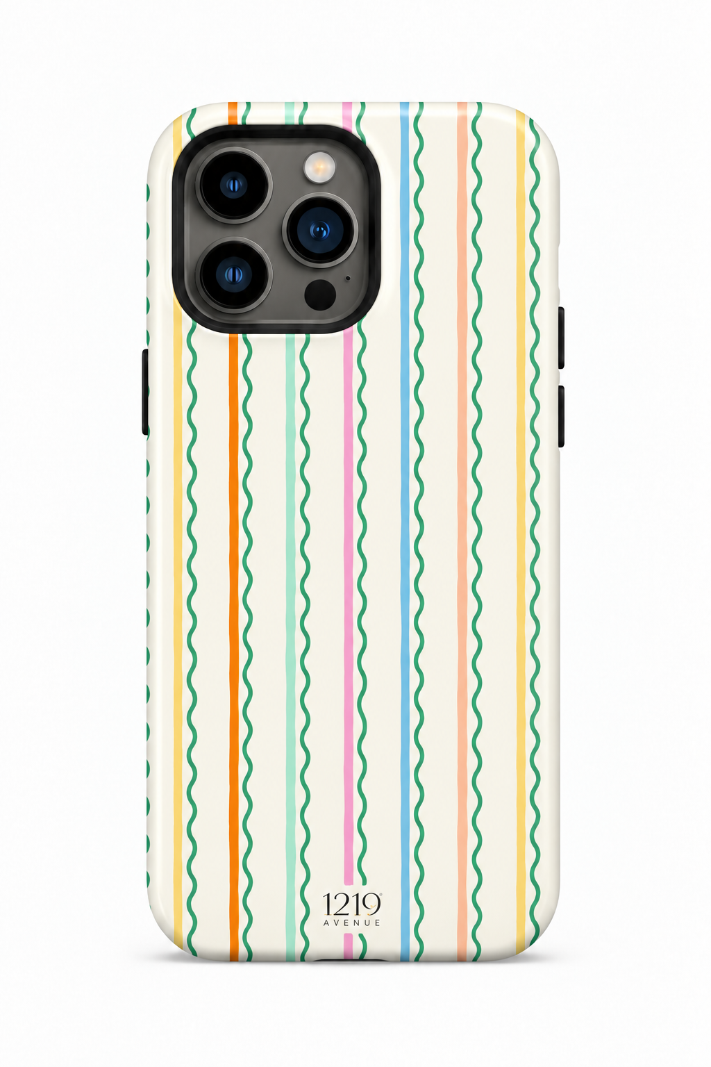 Cloud Skin Case for iPhone 14 to 17 Series| Rainbow Wavelength Print | Premium 3D Hard Shell Cover 1219 Avenue