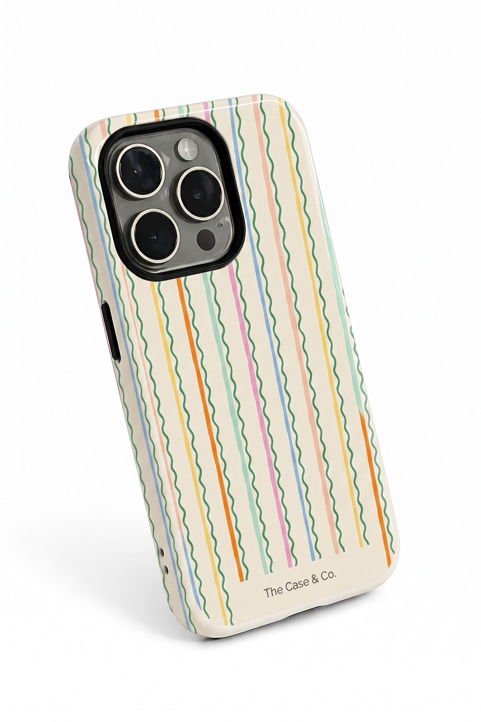 Cloud Skin Case for iPhone 14 to 17 Series| Rainbow Wavelength Print | Premium 3D Hard Shell Cover 1219 Avenue