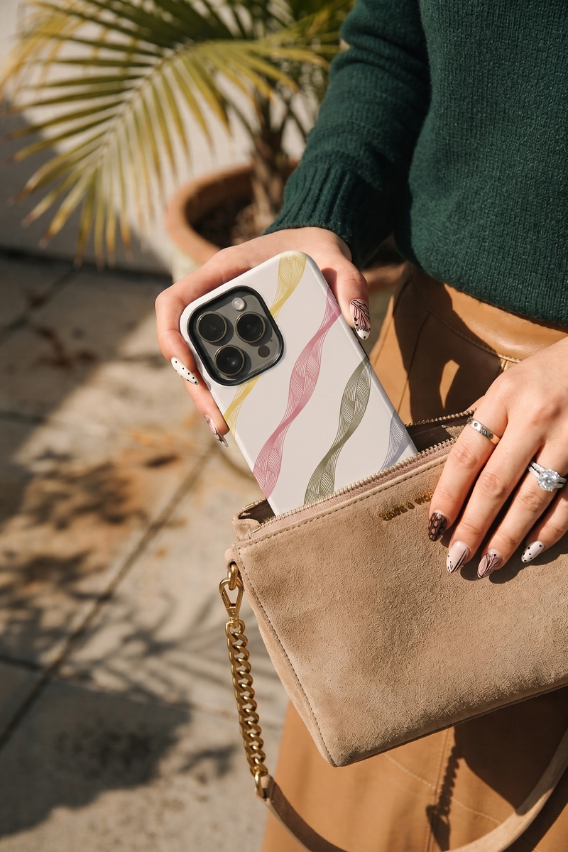 Cloud Skin Case for iPhone 14 to 17 Series| Rhythmic Ribbons Print | Premium 3D Hard Shell Cover 1219 Avenue