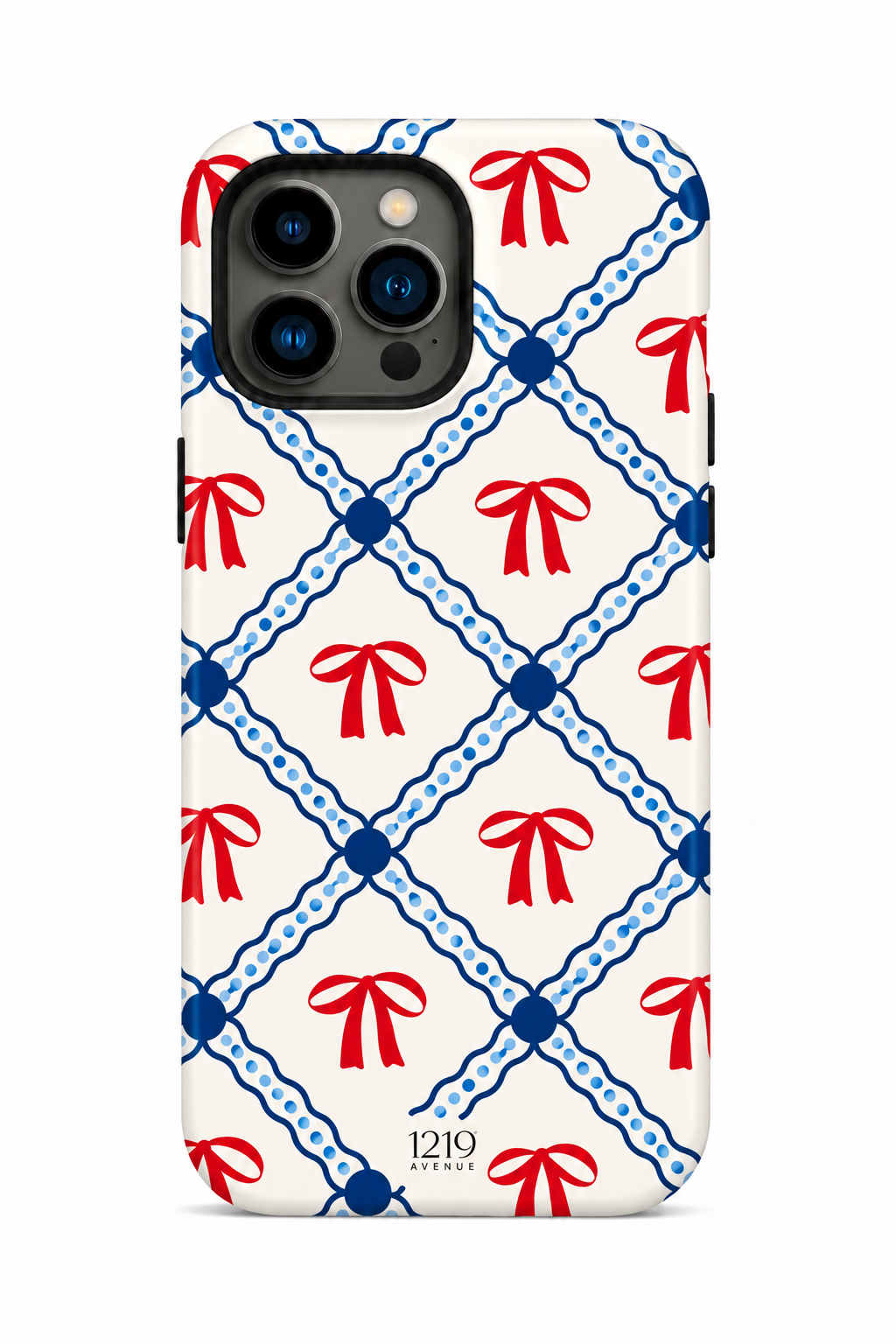 Cloud Skin Case for iPhone 14 to 17 Series| Signature Bow Motif Print | Premium 3D Hard Shell Cover 1219 Avenue