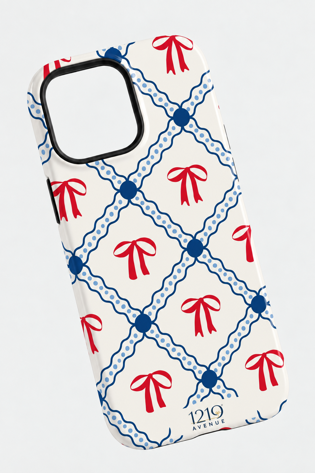 Cloud Skin Case for iPhone 14 to 17 Series| Signature Bow Motif Print | Premium 3D Hard Shell Cover 1219 Avenue